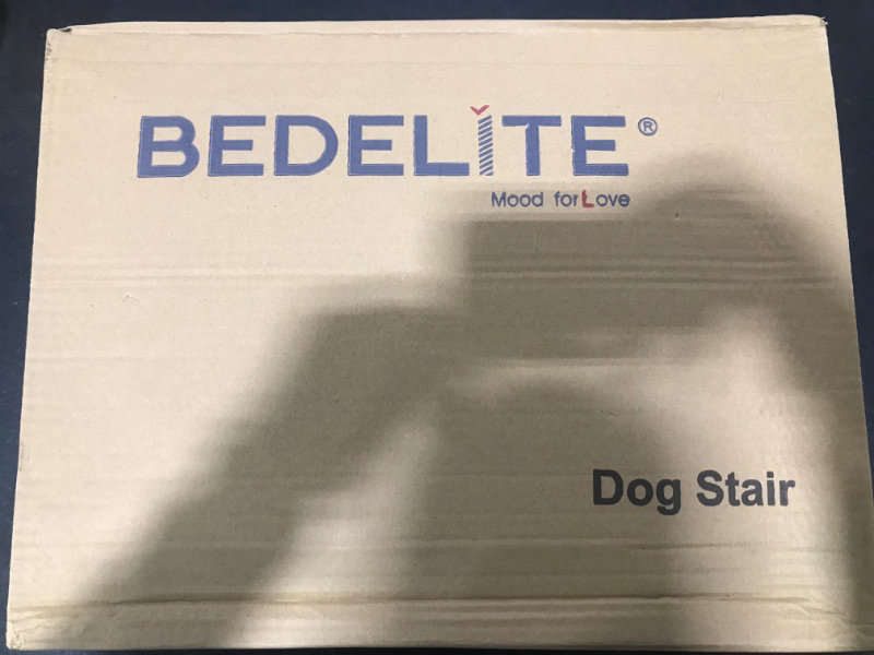 Photo 2 of BEDELITE Dog Stairs for Small Medium or Large Dogs, 3 Tiers Dog Steps for High Bed and Couch 17" H, Foldable Pet Stairs with Detachable Mats & Storage, Grey