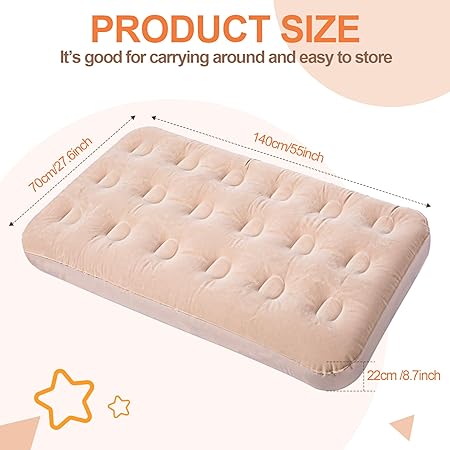 Photo 1 of Geetery Kids Air Mattress Toddler Inflatable Airbed 55x27.6x8.7 Inch Foldable Comfort Flocked Blow up Bed with Patch Kit Portable Sleepover Mattresses for Home Travel Camping Party