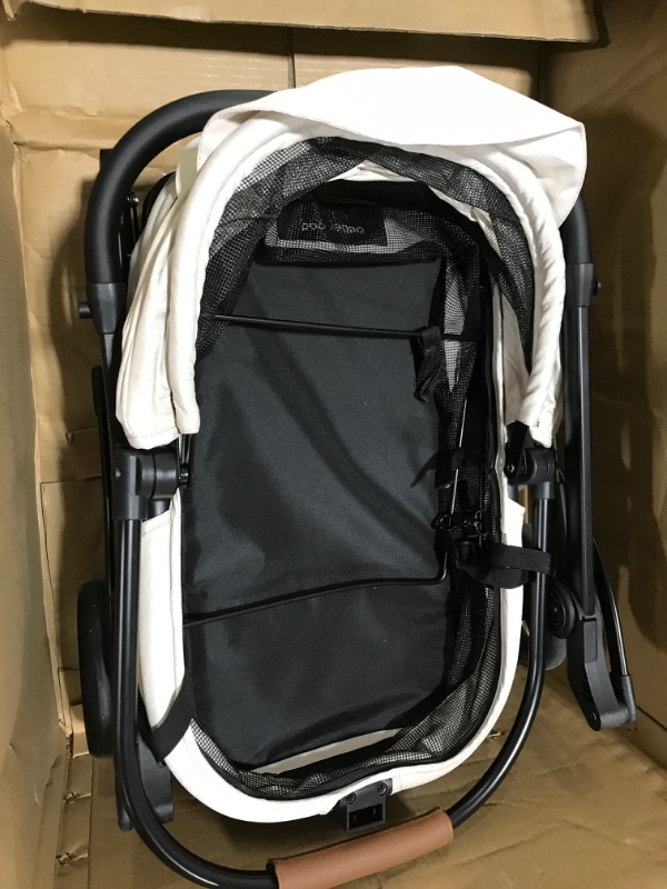 Photo 2 of Beberoad Pets T3 Pet Stroller 3 in 1 Dog Cat Stroller for Small Medium Dogs Cats, Foldable Lightweight Puppy Stroller Pet Carrier Car Seat with Detachable Carrier, Pet Gear Travel Dog Stroller, Beige