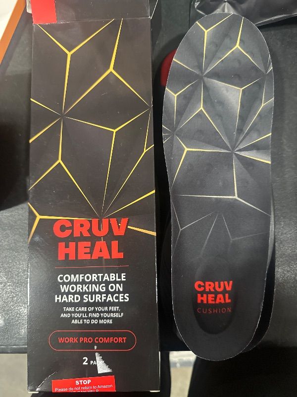 Photo 2 of 2 Pairs of Work Pro Comfort Insoles - Foot Pain Relief - Cushioning and Shock Absorption - Work Boot Insoles for Men Women - Non-Slip Anti Fatigue Inserts (L, 2-Pairs-Black)