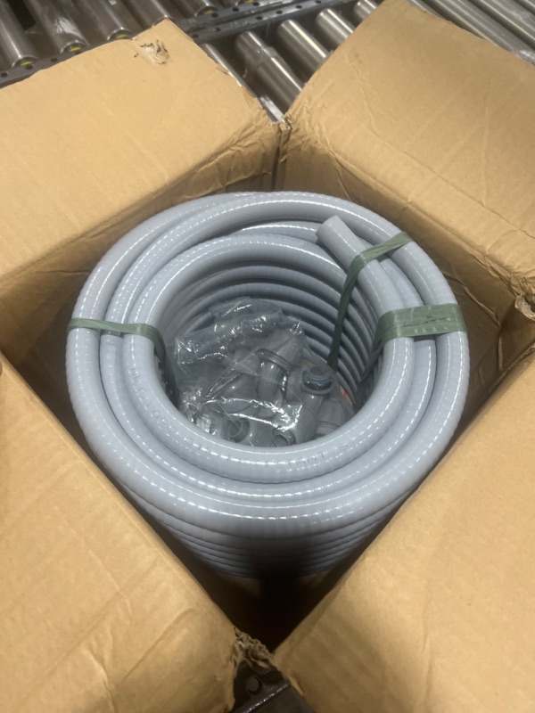 Photo 2 of (1/2" Dia * 50 Feet) Yariwiz Flexible Electrical Conduit Liquid Tight PVC Conduit Kit with 5 PCS Coupling, 3 PCS Elbow and 10 PCS Strap, Sealtight Seal Flex Liquidtight Wire Outdoor Non Metallic Grey