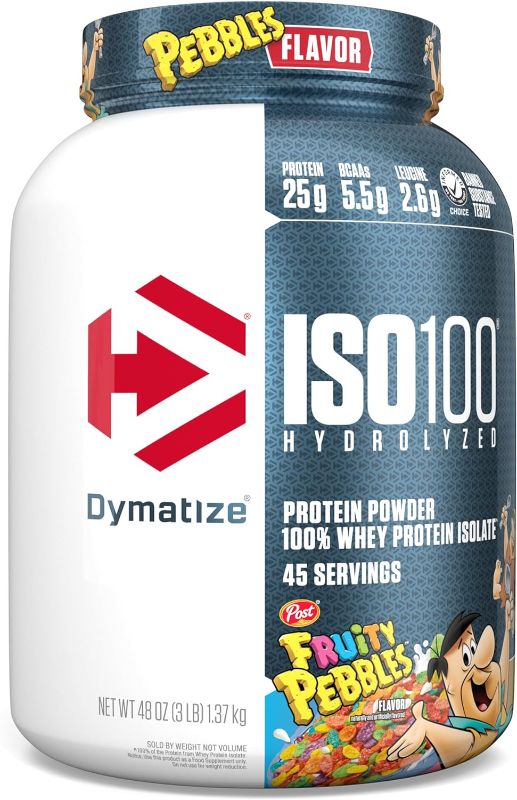 Photo 1 of Dymatize, ISO100 Hydrolyzed, 100% Whey Protein Isolate, Fruity Pebbles, 3 Lb (1.4 Kg)
BB:2/26