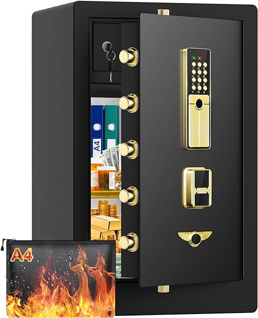 Photo 1 of 4.0 Cuft Super Large Fireproof Home Safe Box, Heavy Duty Digital Office Safes Fireproof Waterproof with Key Combination Lock, Sensor Light, Security Document Fire Safe for Jewelry Money Medicine
