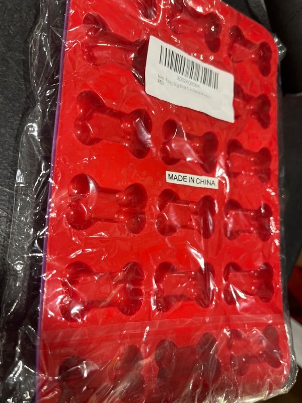 Photo 1 of Puppy Dog Bone Silicone Molds, Non-Stick Chocolate mold, Candy, Biscuits, Chocolate, Ice, Cupcake Baking Mold, Homemade Treat 2 Mold (Purple + RED)