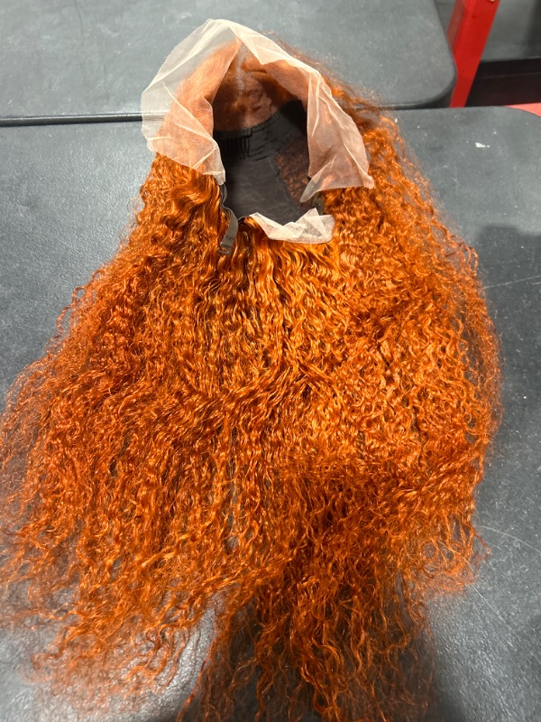 Photo 1 of 100% HUMAN HAIR ORANGE LACE FRONT 150% DENSITY 20" CURLY WIG LASHES AND WIG CAP INCLUDED 