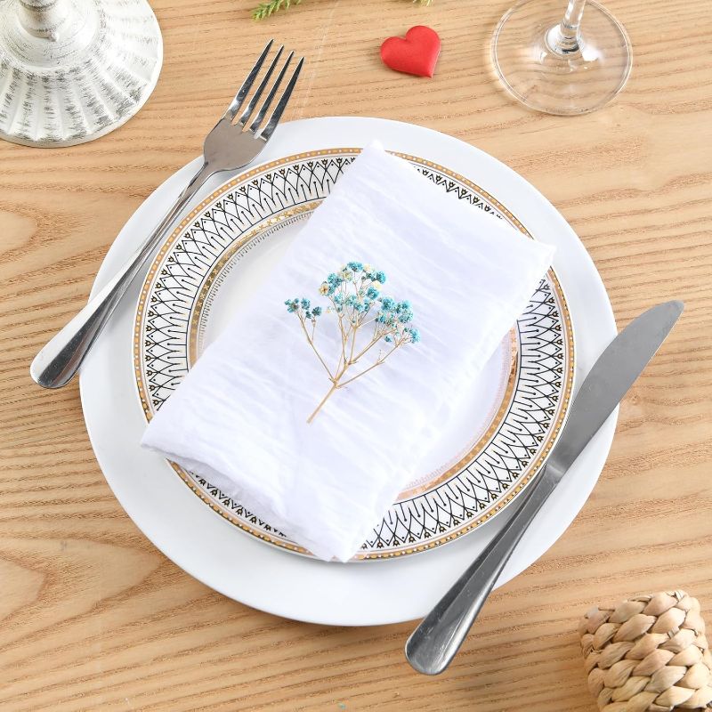 Photo 1 of Kukinta Linen Napkins, Handmade Cotton Cloth Napkins Set of 12, Versatile 17x17 Inches Dinner Table Cloth Napkins for Wedding, Christmas and Parties, White 