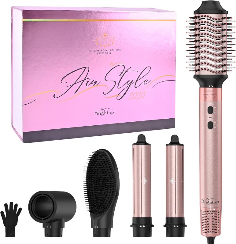 Photo 1 of Brightup Air Styler, Hair Dryer Brush with 110000 RPM High-Speed Negative Ionic Blow Dryer, Auto Wrap Curlers, Professional Multi Hair Styler for Fast Drying Curling Straightening Volumizing & Styling
