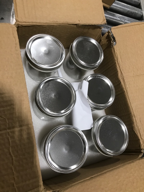 Photo 2 of [ 6 Pack] 16 oz. Wide-Mouth Glass Mason Jars with Metal Airtight Lids and Bands for 1 Pint Canning, Preserving, & Meal Prep Wide Mouth - 16 oz.