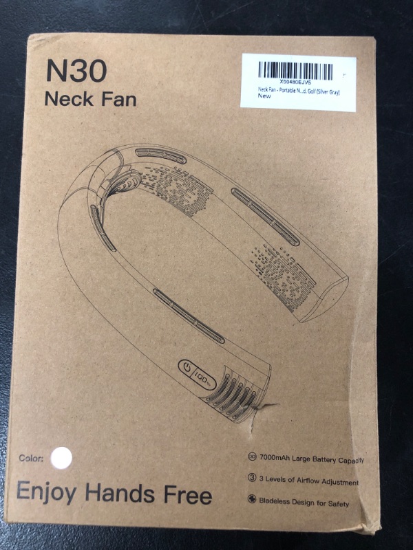 Photo 1 of AUIIAH Portable Neck Fan - Rechargeable Cooling Bladeless Personal Neck Fan 7000mAh, 4 Turbo, LED Display, Neck Support, Hands-Free Wearable Fan for Ball Games, Disneyland, Hot Flashes