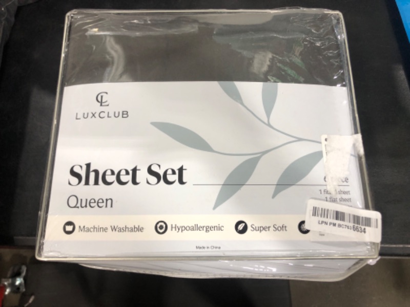 Photo 2 of LuxClub 6 PC Queen Sheet Set, Breathable Luxury Bed Sheets, Deep Pockets 18" Eco Friendly Wrinkle Free Cooling Sheets Machine Washable Hotel Bedding Silky Soft - Dark Grey Queen