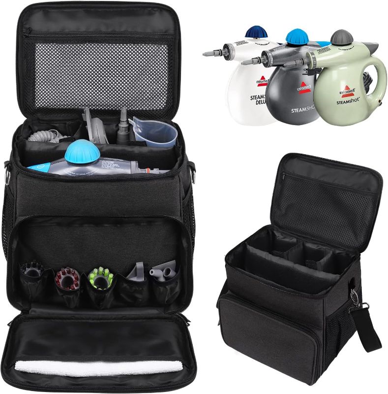 Photo 1 of Carry Case Compatible with Bissell SteamShot Hard Surface Steam Cleaner 39N7V/39N7A,Adjustable Compartments Steam Cleaner Storage Bag,Storage Bag with Extra Pockets for Accessories(Bag Only!)