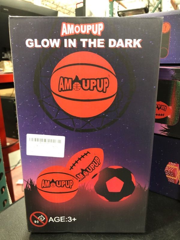 Photo 2 of Amoupup Glow in The Dark Basketball Sports Gifts Light Up Led Football Basketball with Led Lights and Batteries - Kids Gifts Good Gift Ideas for Teen Boys and Girls