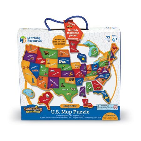 Photo 1 of  Learning Resources Magnetic U.S. Map Puzzle Fun Geography for Kids US Map Develops Fine Motor Skills 44 Pieces Ages 4+
