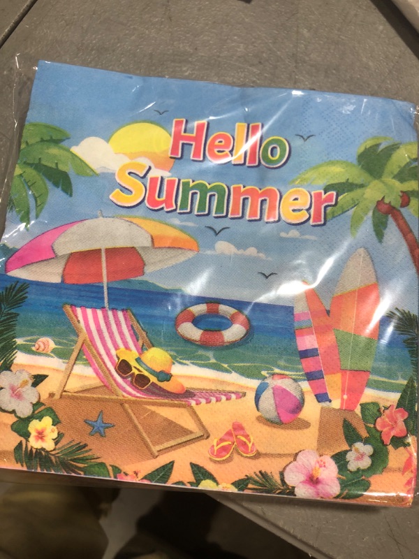 Photo 2 of Decodinli 50 PCS Summer Beach Party Paper Napkins, Beach themed Disposable Napkins, Beach Birthday Party Decorations, Summer themed Party Napkins