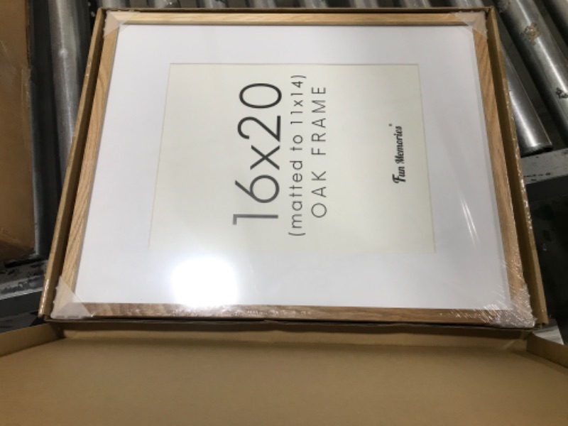 Photo 2 of 16x20 Picture Frame for Wall, Solid Oak Wood Frame 16"x20" with Real Glass, 16x20 Frame Matted to 11x14, 16 x 20 Poster Frame for Wall, 16x20 Wood Frame (Beige Oak Color, 1 Pack)