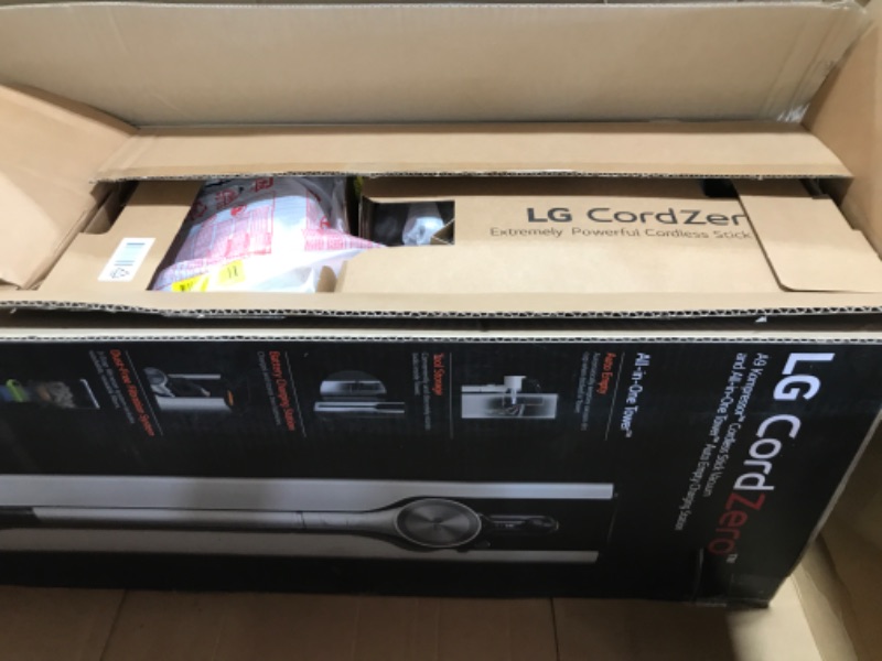 Photo 2 of **SOLD FOR PARTS**
LG CordZero Cordless Vacuum Cleaner with Auto Empty, Lightweight Stick Vac for Carpet and Hard Floors, 120 Min Run Time, 10-Year Motor Warranty, Power Mop, Sand Beige