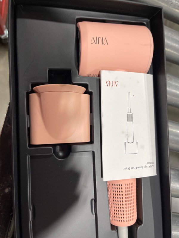 Photo 2 of AINA Hair Dryer, Blow Dryer - Brushless Motor, 110,000 RPM Lightweight, Ionic Travel 110V/ALCI Plug(Baby Pink)