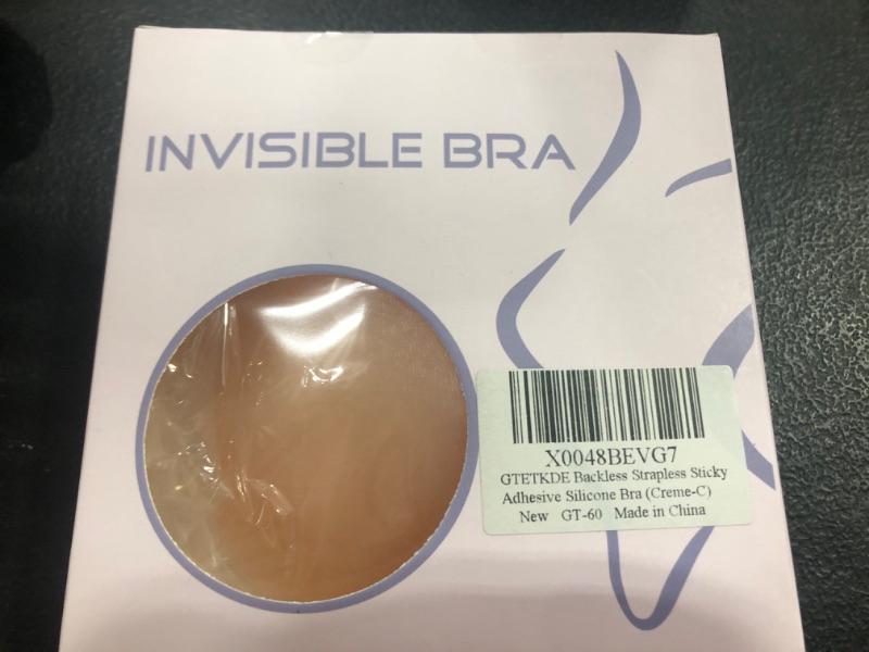 Photo 2 of GTETKDE Adhesive Bra for Women Strapless Sticky Invisible Boobspush up Silicone Bra for Backless Dress with Nipple Covers Creme-C