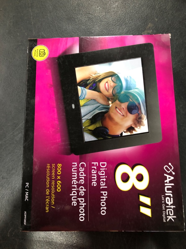 Photo 2 of Aluratek 8 Inch LCD Digital Photo Frame with Auto Slideshow Using USB SD/SDHC (ADPF08SF) - Black