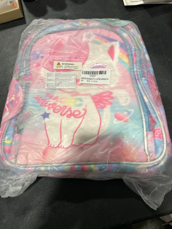 Photo 1 of 16 Inch Girls Backpack with Lunch Box and Pencil Case 3 in 1 Cute Pink Cat Backpacks for Girls Kindergarten Preschool Elementary Kawaii Kids Backpack with Bento Lunch Bag