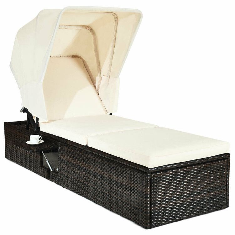 Photo 1 of (Not a Complete Set!!!!) Outdoor Chaise Lounge Chair with Folding Canopy-White