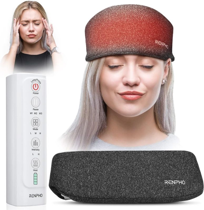 Photo 1 of  RENPHO heated electric head massager,3 air compression massage intensities and 4 massage mode area selection,for pressure relief,Tension,Deep sleep,Relaxation,One Size Fit Most 