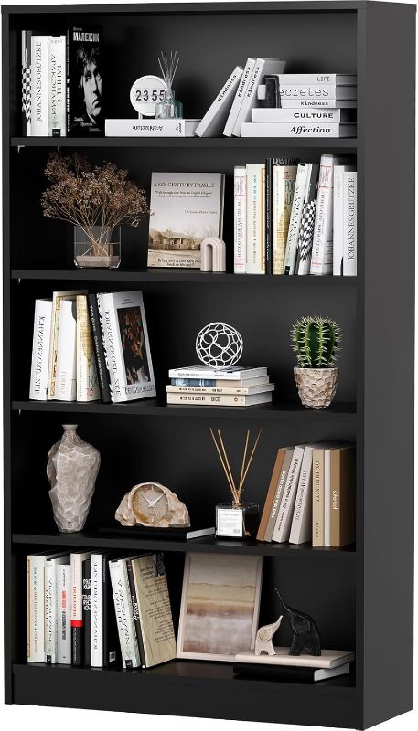 Photo 1 of  Soohow 5 Shelf Bookcase,60 Inch Wood Tall Bookshelves for Living Room,Black 