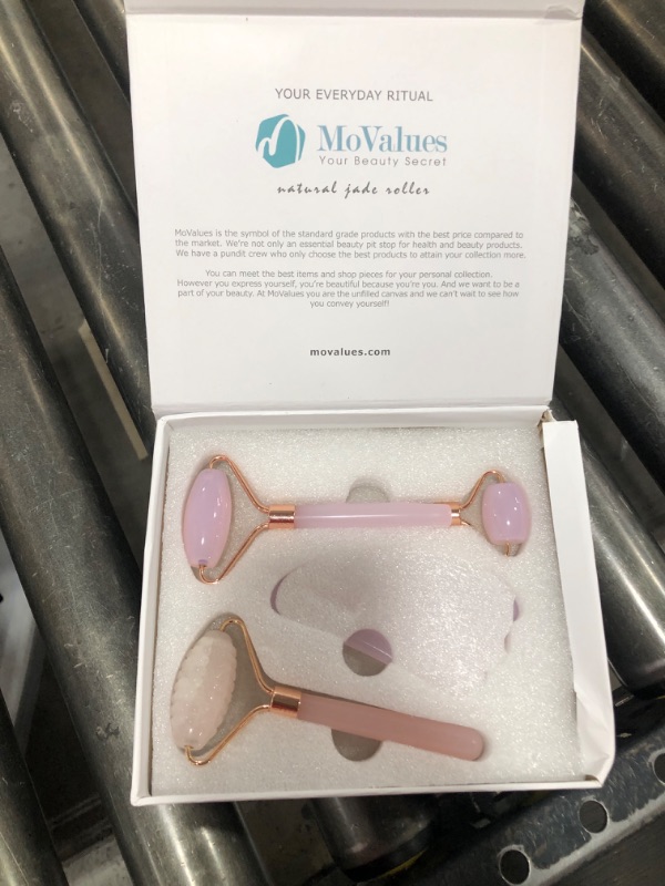 Photo 1 of 4-in-1 Jade Roller and Gua Sha Set. Rose Quartz Roller with Eye Massager, Jade Gua Sha, Ridged Roller Massager. Jade Roller for Face Real Jade 100% Jade Stone Roller. Facial Massager Ice Roller
