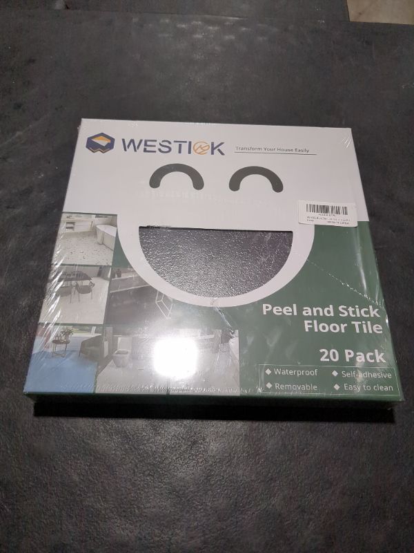 Photo 2 of WESTICK Light Black Peel and Stick Floor Tile Bathroom Stick and Peel Flooring Kitchen Floor Tiles Peel and Stick Waterproof Marble Floor Tile Stickers for Bedroom Living Room Camper 20 Pack 12x12 in 