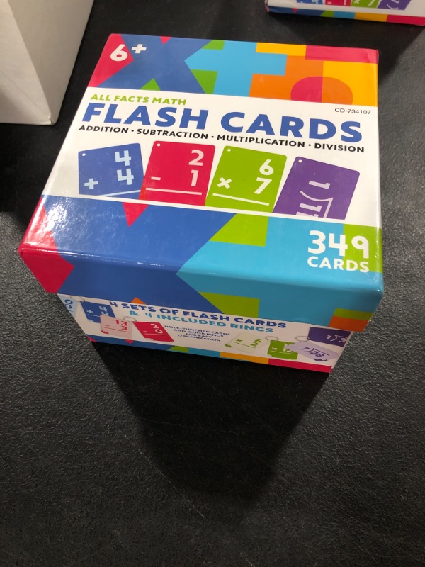 Photo 1 of Carson Dellosa All Facts Math Flash Card Box Set Grade 1-5 (349 Cards 4 Book Rings 4 Dividers)