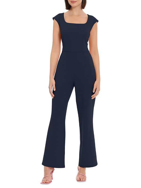 Photo 1 of Donna Morgan Women's Cap Sleeve Flare Jumpsuit - Twilight - Size 10
