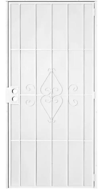 Photo 1 of 32 in. x 80 in. Su Casa White Surface Mount Universal Steel Security Door with Expanded Metal Screen
