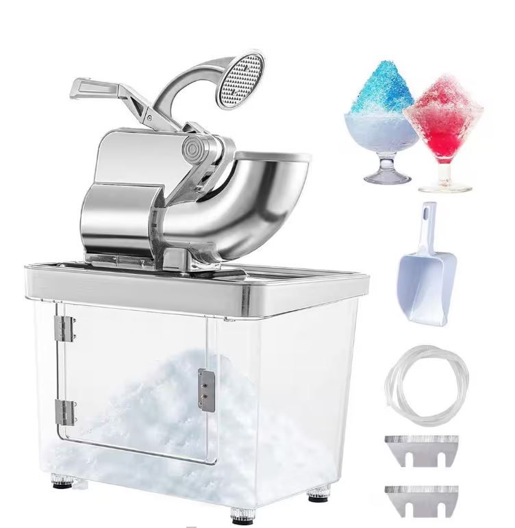 Photo 1 of 1196 oz. White Commercial Ice Crusher ETL Approved Stainless Steel Electric Snow Cone Machine Shaved Ice Machine
