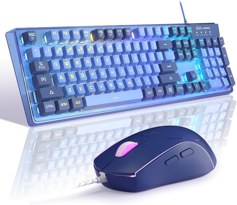 Photo 1 of Gaming Keyboard and Mouse Combo, K1 RGB LED Backlit Keyboard with 104 Key Computer PC Gaming Keyboard for PC/Laptop (Blue)
