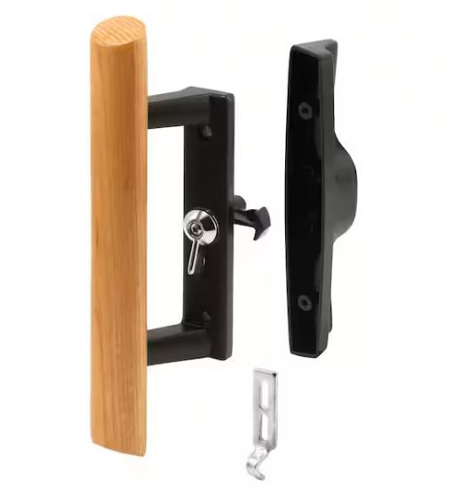 Photo 1 of Black Diecast with Hardwood Handle Surface Hook Sliding Patio Door Pull
