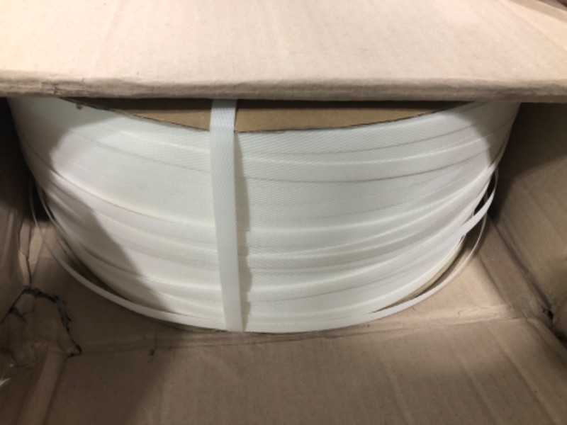 Photo 2 of 1/2" Strapping 9900 Ft Machine Grade 8x8 Core Polypropylene Heavy Duty Grade Strapping, 1 Roll, White