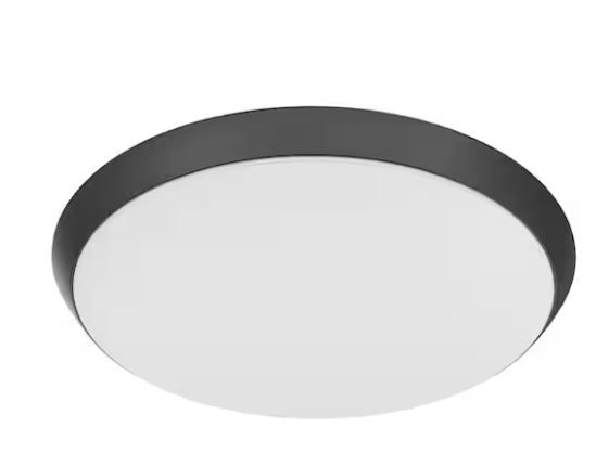 Photo 1 of 15 in. Matte Black Integrated LED Dimmable Selectable CCT Flush Mount Indoor Ceiling Light