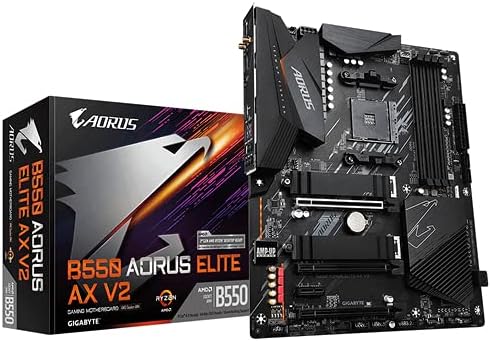 Photo 1 of GIGABYTE B550 AORUS ELITE AX V2 (AMD Ryzen 5000/B550/ATX/True 12+2 Phases Digital VRM/PCIe4.0/DDR4/USB3.2 Gen 1/Realtek ALC1200/Intel WiFi 6/2xM.2 Thermal Guard/2.5 GbE LAN/HDMI/DP/Gaming Motherboard)
