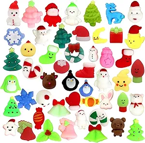 Photo 1 of 45 Pcs Christmas Mochi Squishy Toy Party Favors,Mini Squishies Cute Squeeze Toy Stress Reliever Anxiety Packs for Kid
