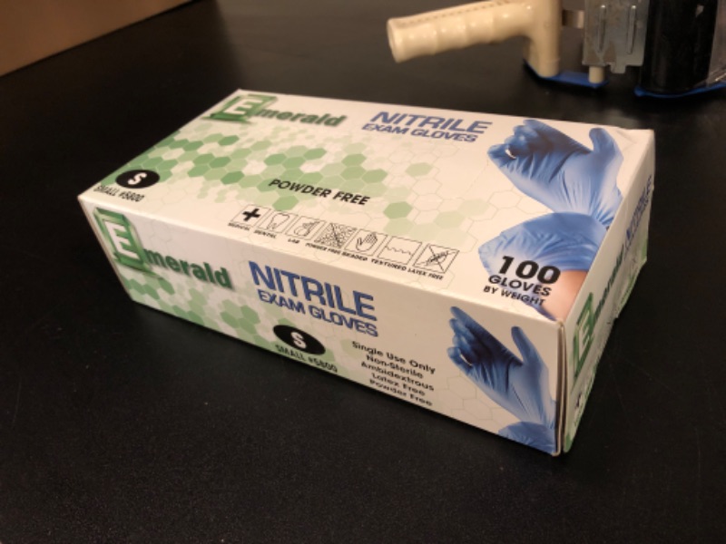 Photo 2 of 100 Blue Nitrile Medical exam Gloves Powder Free 3.5 Mil- SMALL