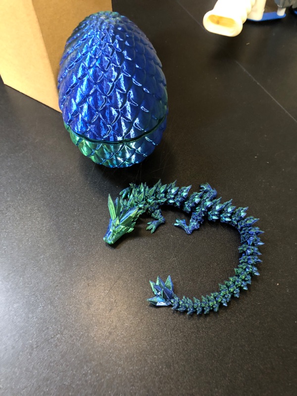 Photo 2 of Big Dragon Egg 3D Printed 12inch Crystal Dragon with Egg Dinosaur Christmas Fidget Toy Gifts for Adults Easter Eggs Basket Stuffers (Laser Green)