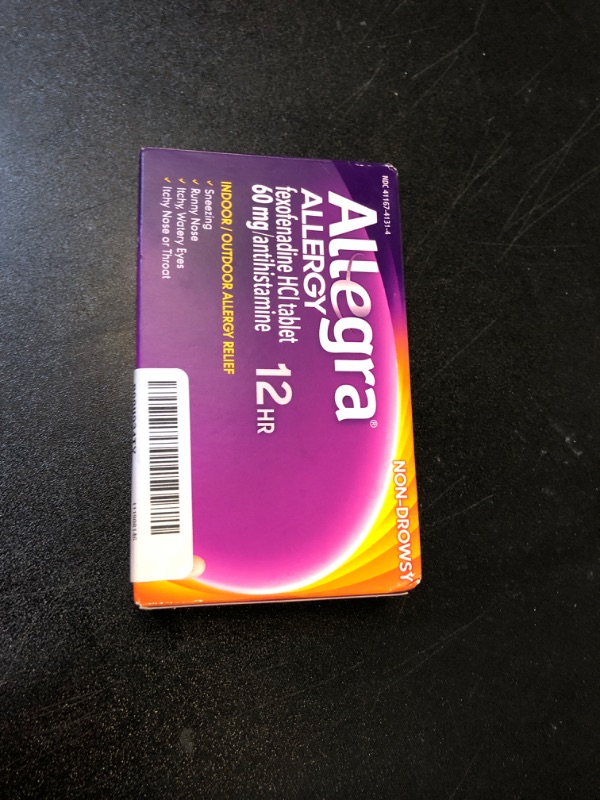 Photo 2 of Allegra Adult 12HR Non-Drowsy Antihistamine, Fast-acting Allergy Symptom Relief, 60 mg, 24 Count (Pack of 1) 24 Count (Pack of 1) Antihistamine