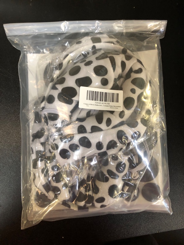 Photo 1 of Coopay 6 Pieces Halloween Christmas Dalmatian Costume Set with Dog Ear Headbands, Bow Tie, Tail and 120 Pieces Black Adhesive Felt Circles for Christmas New Year Cosplay Costume Party Decoration