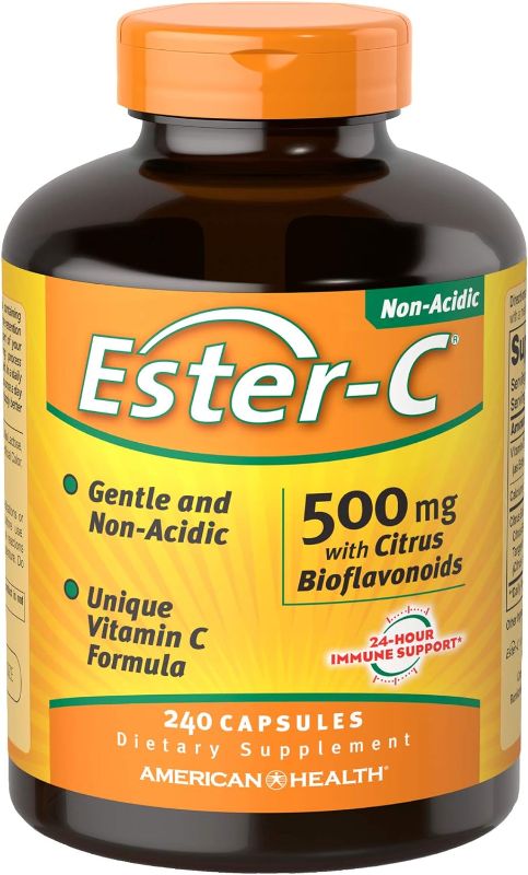 Photo 1 of American Health Ester-C with Citrus Bioflavonoids Capsules - Gentle On Stomach, Non-Acidic Vitamin C - Non-GMO, 500 mg, 240 Count (Pack of 1), 120 Servings
exp jan 2026