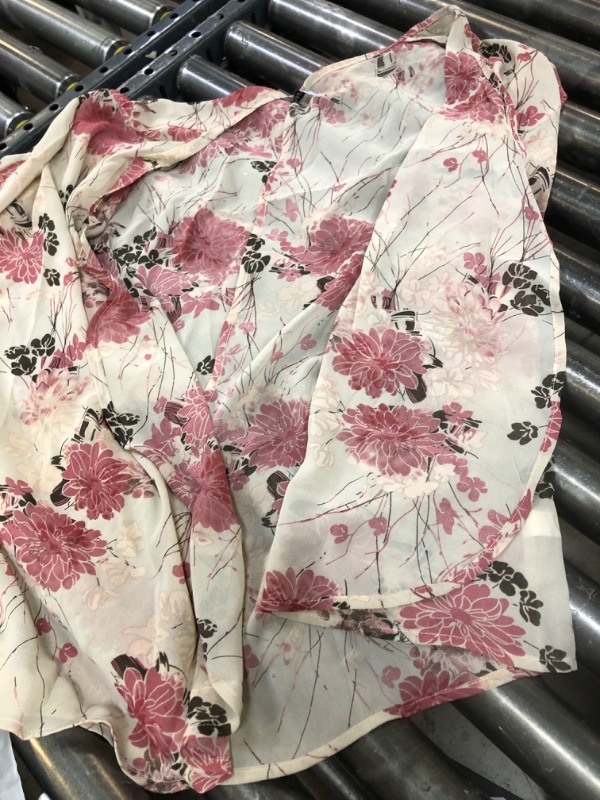 Photo 1 of  womens short sleeve sheer throw over - floral - size small 