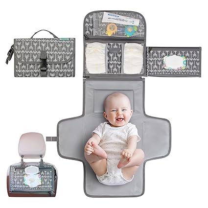 Photo 1 of                      Kopi Baby Portable Diaper Changing Pad - Baby Changing Pad & Diaper Changer Travel Bag, Smart Design Baby Changing Mat, Portable Changing Pad for Baby - Baby Changing Station, Infant Gift - Grey Arrow