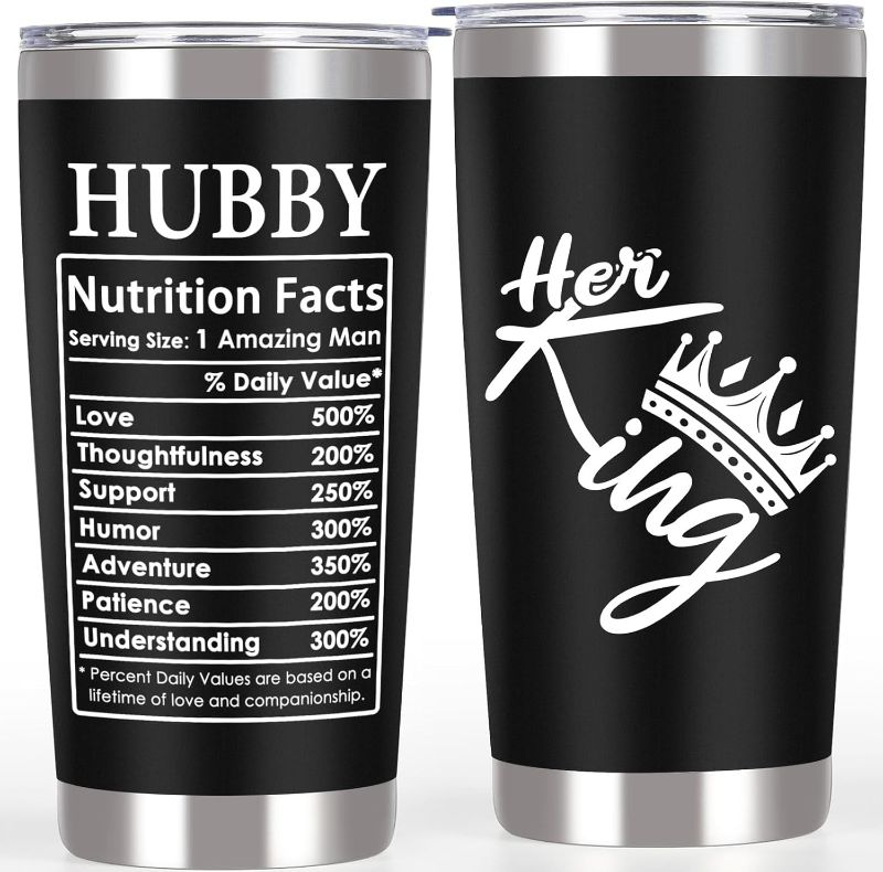 Photo 1 of Breezy Valley Birthday Gifts for Husband from Wife, Her King Hubby Anniversary Present Gift for Him from Her, Best Husband Tumbler, Husband Fathers Day Cup Gifts Tumbler 20 oz
