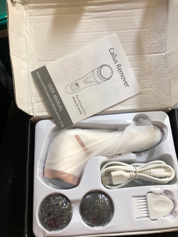 Photo 1 of Electric Callus Remover for Feet (with Dander Vacuum cleaner), Rechargeable Foot Callus Remover Pedicure Tools Foot File, Professional Foot Care Kit Deadskin Remover with 3Heads&2Speed,LCD Display Electric Callus Remover +10in1