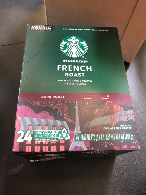 Photo 2 of  expires-april/28/25
Starbucks 011067985 French Roast K-Cups, 24/Box (9737) French Roast 10.08 Ounce (Pack of 1)