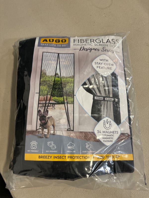 Photo 2 of AUGO Magnetic Fiberglass Screen Door - Self Sealing, Heavy Duty, Hands Free Mesh Partition Keeps Bugs Out - Door Screen Magnetic Closure - Patent Pending Keep Open Feature - 38 Inch x 97 Inch